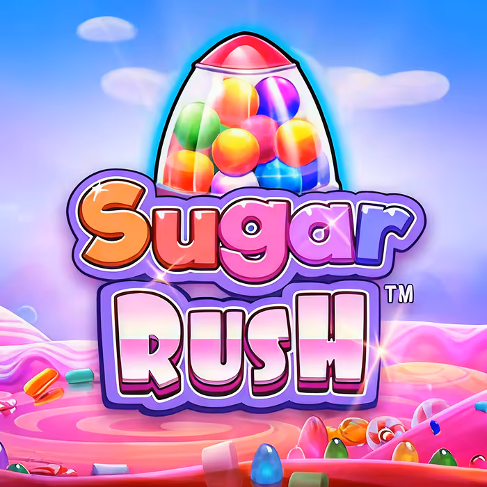 Sugar Rush slot featuring colorful candy symbols with cluster pays mechanism